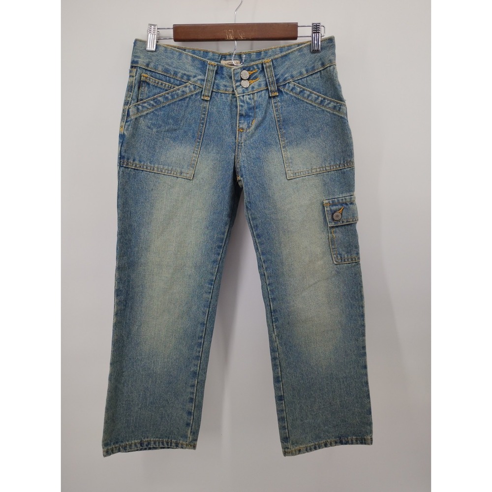 Abercrombie Fitch Cargo Crop Size 4 Flat Out Vintage Blast Jeans 90s Made In USA